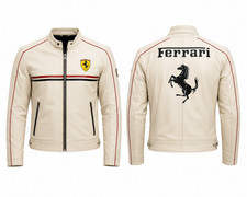 Ferrari Insipired Mens Leather Jacket Racing ...