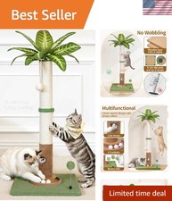 35" Tall Sisal Cat Scratching Post with Palm Tree Aesthetic Interactive Play