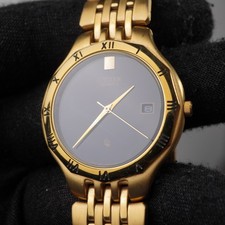 citizen vintage CQ black gold quartz dress watch 5510-k08609 35mm 30m