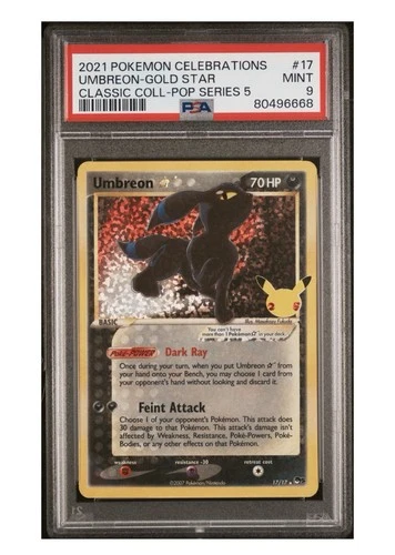 Pokémon TCG Umbreon Gold Star Celebrations Classic Collection Holo PSA 9 17/17