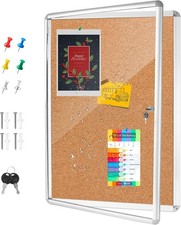 36"x24" Outdoor Enclosed Cork Bulletin Board Works As Trading Card Display Case