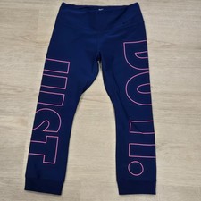Nike Dri-Fit Legend Leggings Spellout Womens M Blue Pink Just Do It Gym