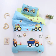3Pcs/Set Cartoon Cotton Bedding Set Crib Linen Kit Kindergarten Bed Sheet Pillow