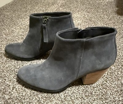Ecco Women s Size 39 Gray Suede Leather Ankle Bootie NWT Side Zip Comfort