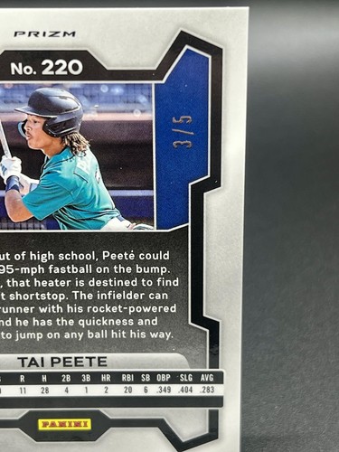 Tai Peete 3/5 Black Gold 2024 Panini Paris Baseball #220 - Picture 3 of 3