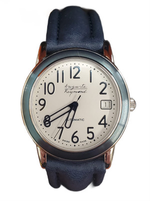 Auguste Reymond 69094 Swiss Made Automatic Blue Leather White Dial Mens Watch