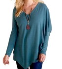 Soft Surroundings Madeline Legion Blue Draped Tunic Holiday Blouse Size Large