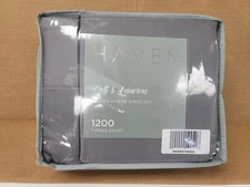 Haven 1200 Thread Count Triblend Cotton & Polyester 4 Pc. Queen Sheet Set Gray