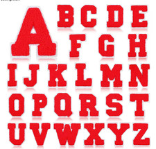 Chenille RED Letter Alphabet 3in Embroidered Iron-on Patch