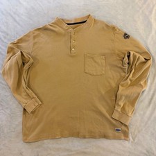NSA National Safety FR Henley Shirt XL Tan HRC 2 Flame Resistant Workwear USA