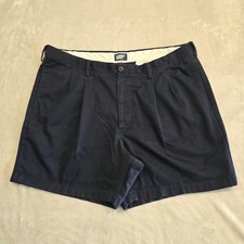 Lands End Shorts Mens 40 Navy Blue Traditional Fit Chino Pockets Preppy