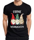 Frohe Weihnachten Weihnachtswichtel Lichterkette Niedlich Gnom Herren T-Shirt