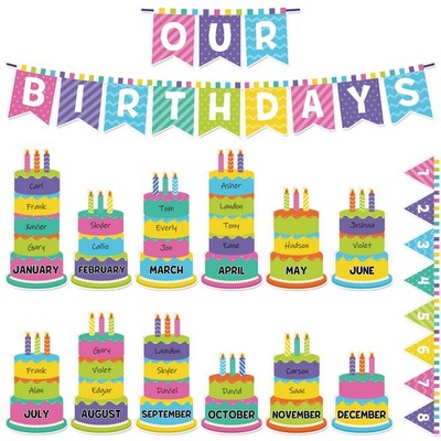127 PCS Birthday Graph Bulletin Board Set Classroom Chart Calendar Decor