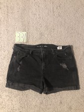 Vintage Old Navy Boyfriend Black Distress Mid Rise Shorts Pockets Women Size 14