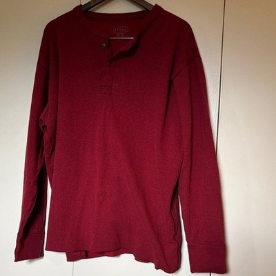 L.L. Bean Men's Burgundy Two-Layer River Driver s Long Sleeve Henley XL