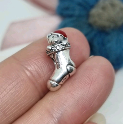 NEU Original Pandora Rot Emaille Weihnachtsstrumpf Charm   S925 ALE 