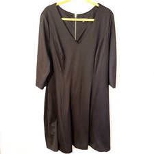 Lane Bryant Size 18/20 Little Black Dress 3/4 Sleeves A-Line Back Zipper