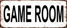 GAME ROOM Rustic Metal Sign Retro Mancave Chic Deco Art 5x12 SS216
