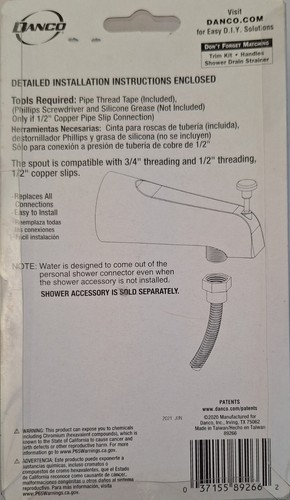 DANCO Universal Tub Spout with Handheld Shower Fitting. 89266 - Picture 3 of 6