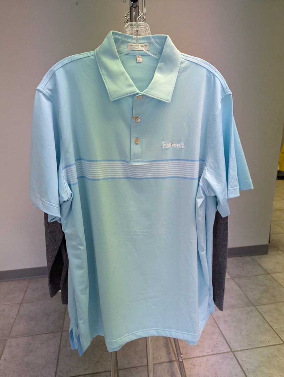 NWT MEN'S PETER MILLAR POLO, SIZE: L, COLOR: CLST (LIGHT BLUE