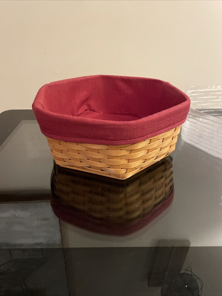 Longaberger Maroon Hexagon Basket with liner 2001 Plastic Liner