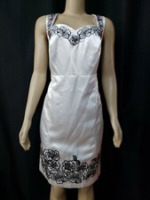 Midnight Velvet Ivory Embroidery Rhinestones Sleeveless Womens Dress 16W CB4