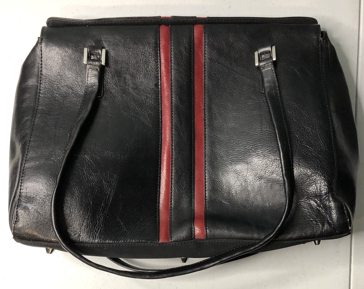 Vintage Wilson Leather Classic Black with Red Stripe Handbag