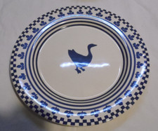 LBC C1/ GENEVIEVE LETHU GRAND PLAT ROND DECOR BLEU OIE JEANNETTE