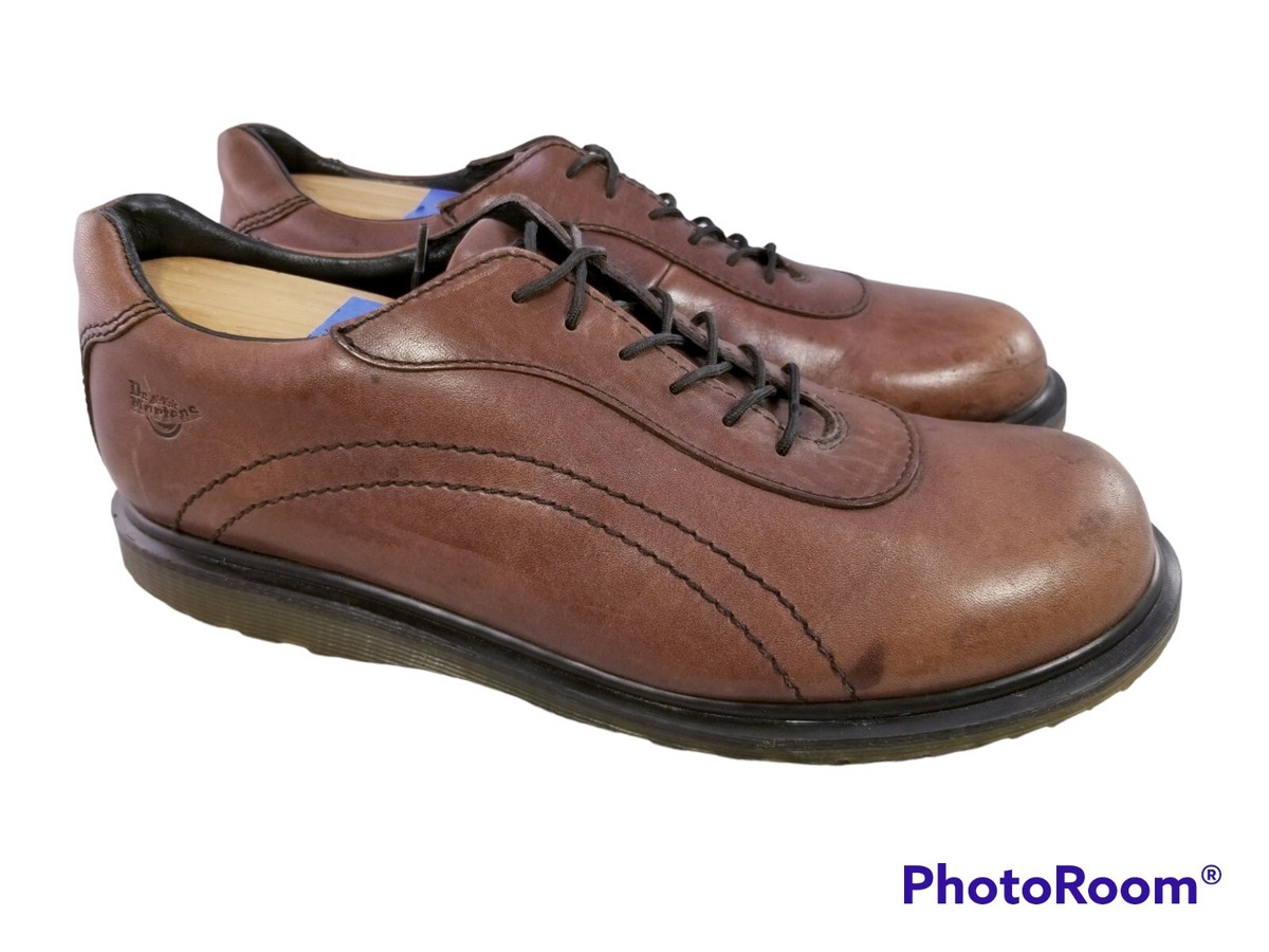 Doc Dr. Martens Men\'s Size UK 9 US 10 Brown Leather Lace Up 9523 Made England Dr. Doc Martens 9523 LO Leather Oxfords Boat Shoe Brown Size  main image 2