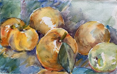 Prof Dr Alfred Behle 1935-97 Apfel Orange Obst Früchte Stilleben Impressionismus