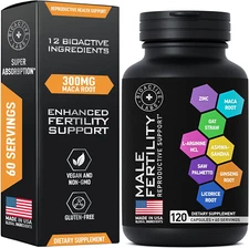 Fertility Supplements for Men - Zinc, Maca, Ashwagandha, L-Arginine - Male Vi...