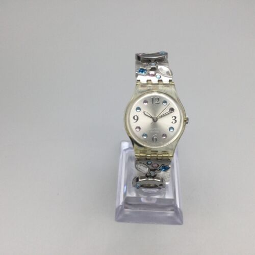 Swatch Menthol Tone Watch Women 25mm Clear Silver Tone New Battery 2007 - Picture 2 of 16