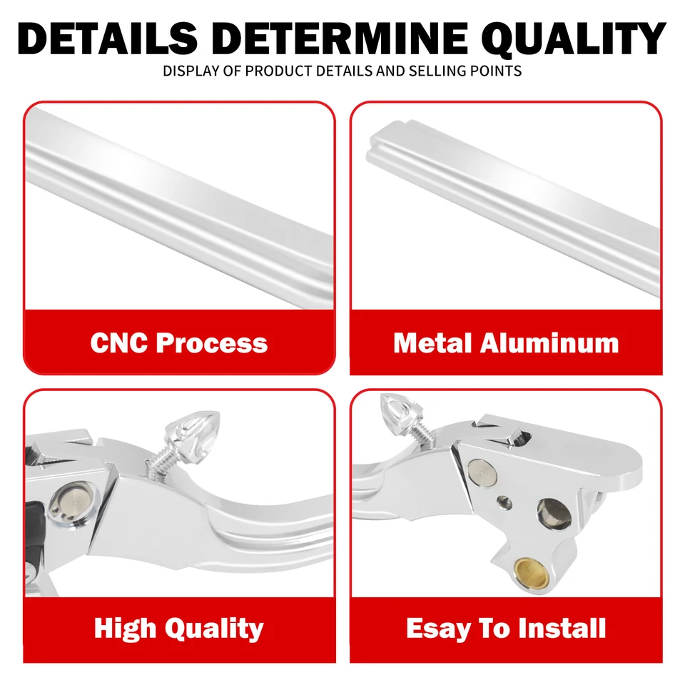Chrome Brake Clutch Levers For Harley Touring Street Electra Road Glide 09-2013 - Image 4 of 4