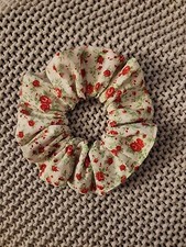 Handmade Hair Scrunchie Red color Floral theme