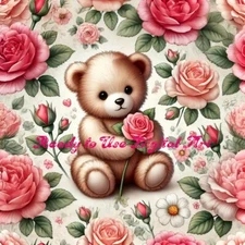 Teddy Roses Art Digital Image Picture Card Wallpaper Background Desktop Print