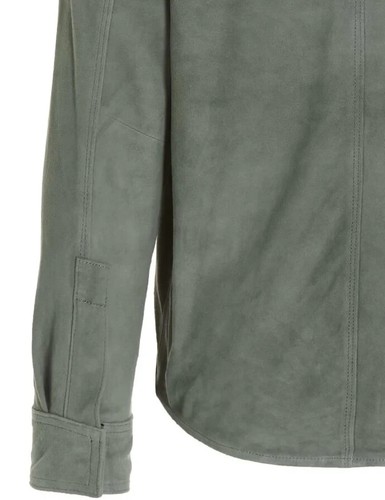 Mens Gray Pure Suede Leather Jacket Slim Fit Trucker Jacket Custom Size S M L XL - Picture 2 of 4