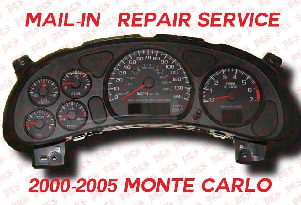 Cuadro de instrumentos Monte Carlo 2000-2005 servicio de reparación por correo medidores Chevrolet Foto 3 de 4