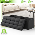 43" Black Storage Ottoman Rectangular Upholstered PU Leather Seat Lift Top Stool