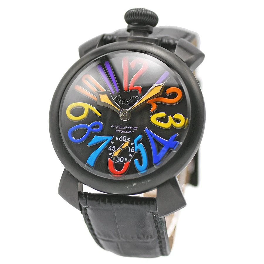 GaGa MILANO Manuale 48MM 5012.3 Manual Black Dial Leather Mens