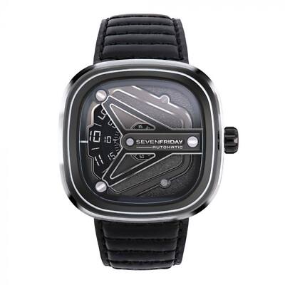 SevenFriday Men's Watch M-Series Automatic Silver Tone Case Black