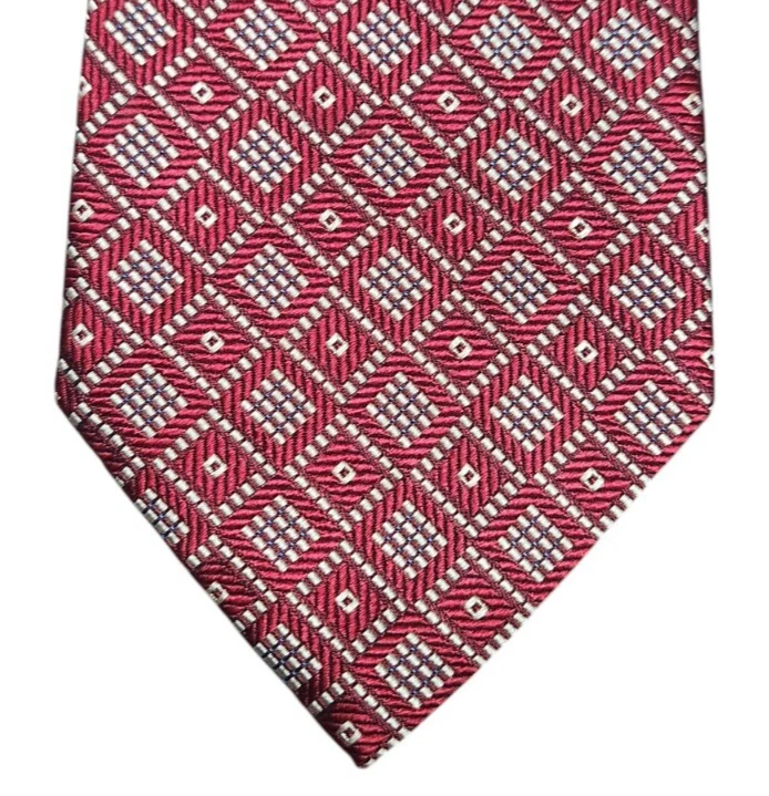 Maus & Hoffman 100% Silk Mens Tie Necktie Geometric Red - Image 3 of 4