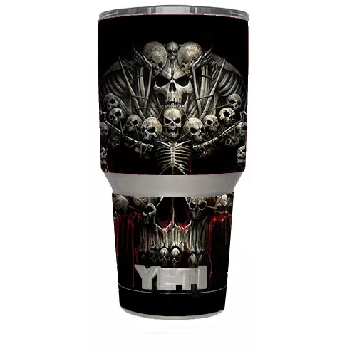 Skin Decal for Yeti 30 oz Tumbler Cup 6 piece kit Skulls inside Skulls Art