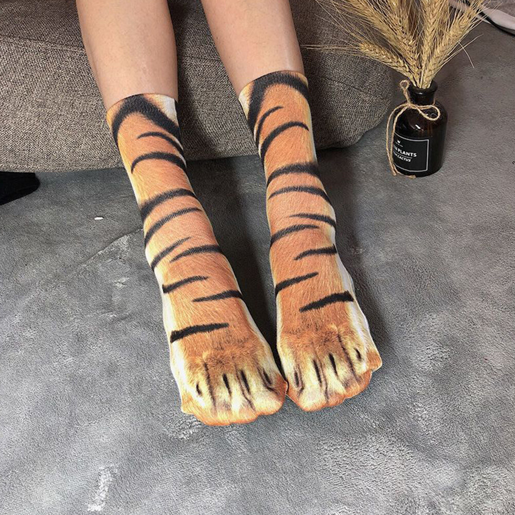 3D Printed Animal Paw Crew Socks Unisex Cosplay Novelty Cotton