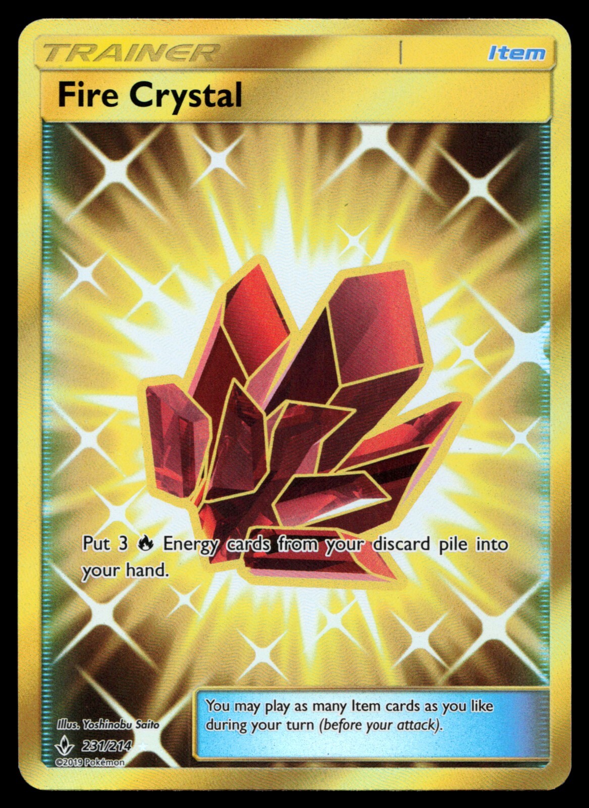 Fire Crystal 231/214 Unbroken Bonds Secret Holo Pokemon Card