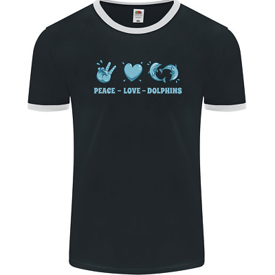 Peace Love Dolphins Sea Life Herren Ringer T-Shirt FotL