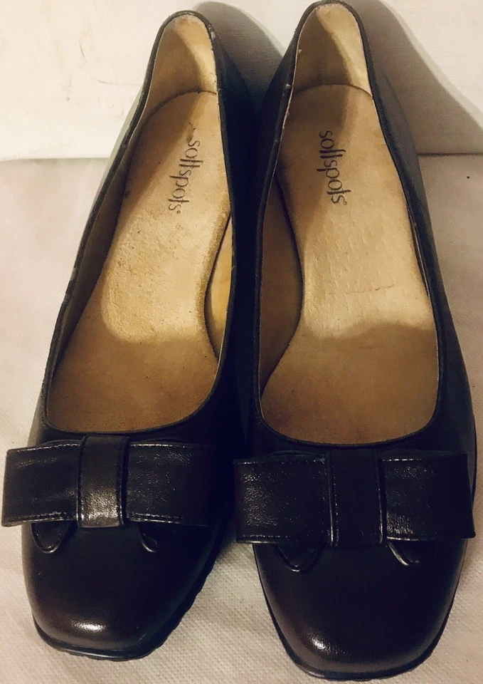 Zapatos de salón de vestir Softspots de cuero marrón bloque bajo talla 7 M ¡En excelente estado!! Foto 2 de 4