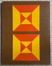 Cool Vintage 1970s Hard Edge Geometric Painting Modern Art Wall Hanging Signed