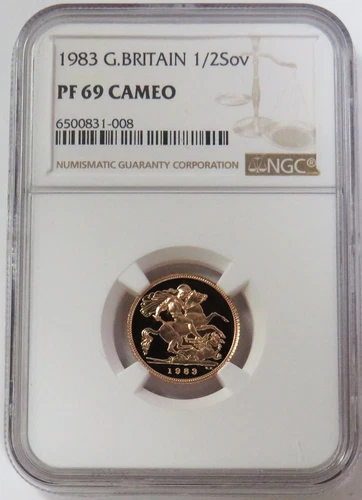 1983 GOLD GREAT BRITAIN 1/2 SOVEREIGN NGC PROOF 69 CAMEO