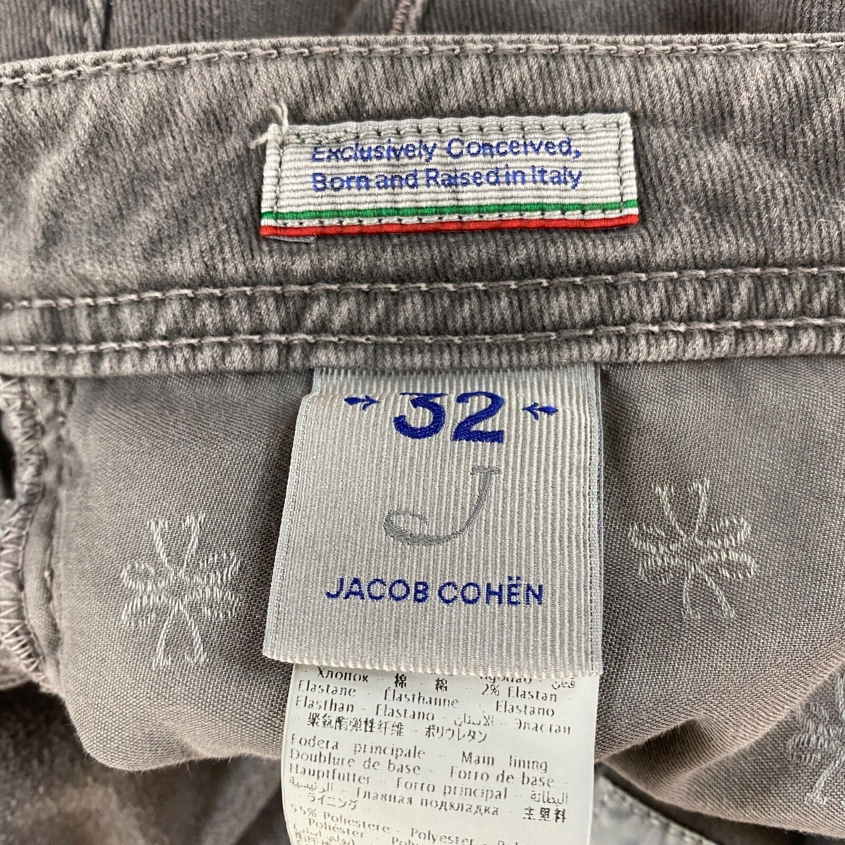 Jacob Cohen 688 Grey Jeans Stretch Slim Fit Made in Italy Jacob Cohen 688 Grey Jeans Stretch Slim Fit Made in Italy