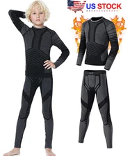 Kids Thermal Underwear Set Seamless Long Johns Ski Base Layer Leggings & Shirt